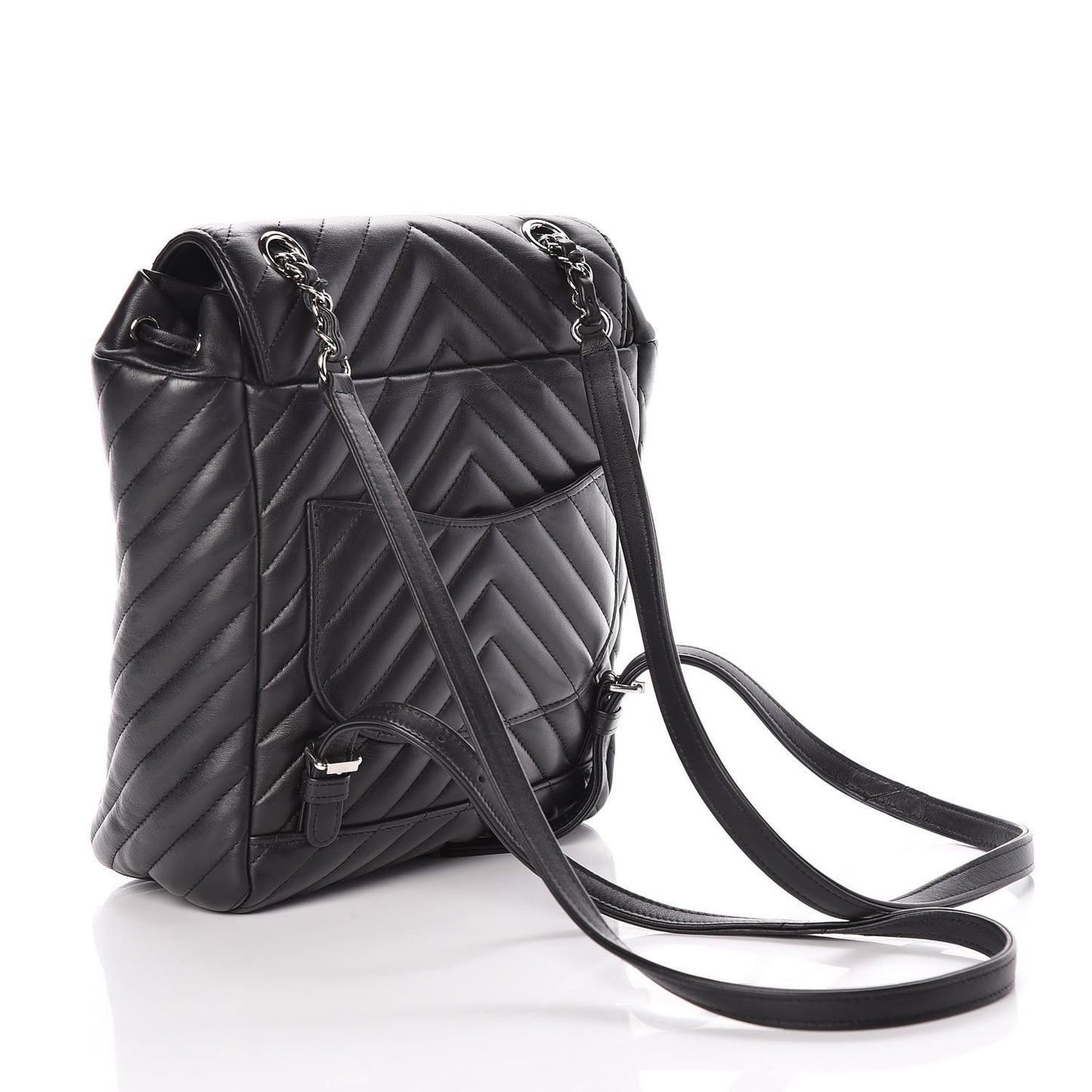 Calfskin Chevron Quilted Small Urban Spirit Backpack Black