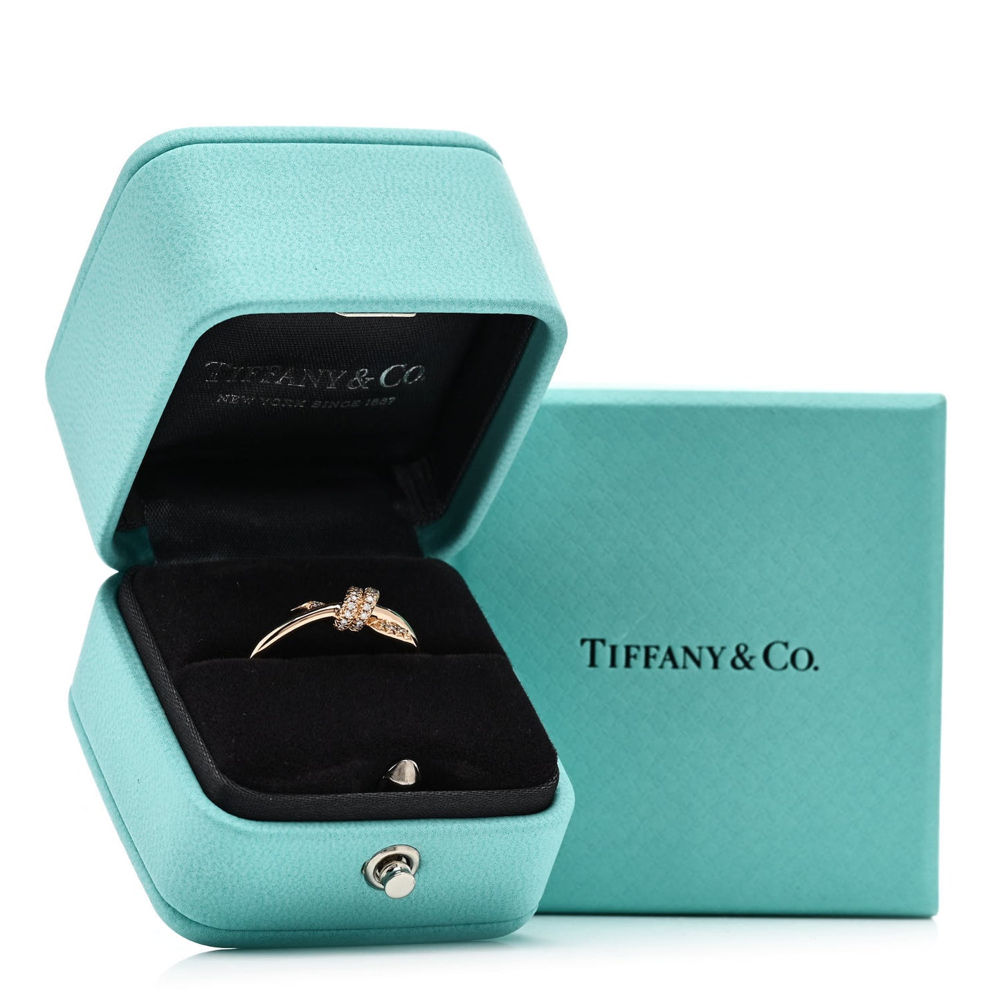 18K Rose Gold Diamond Small Knot Ring 55 7.25