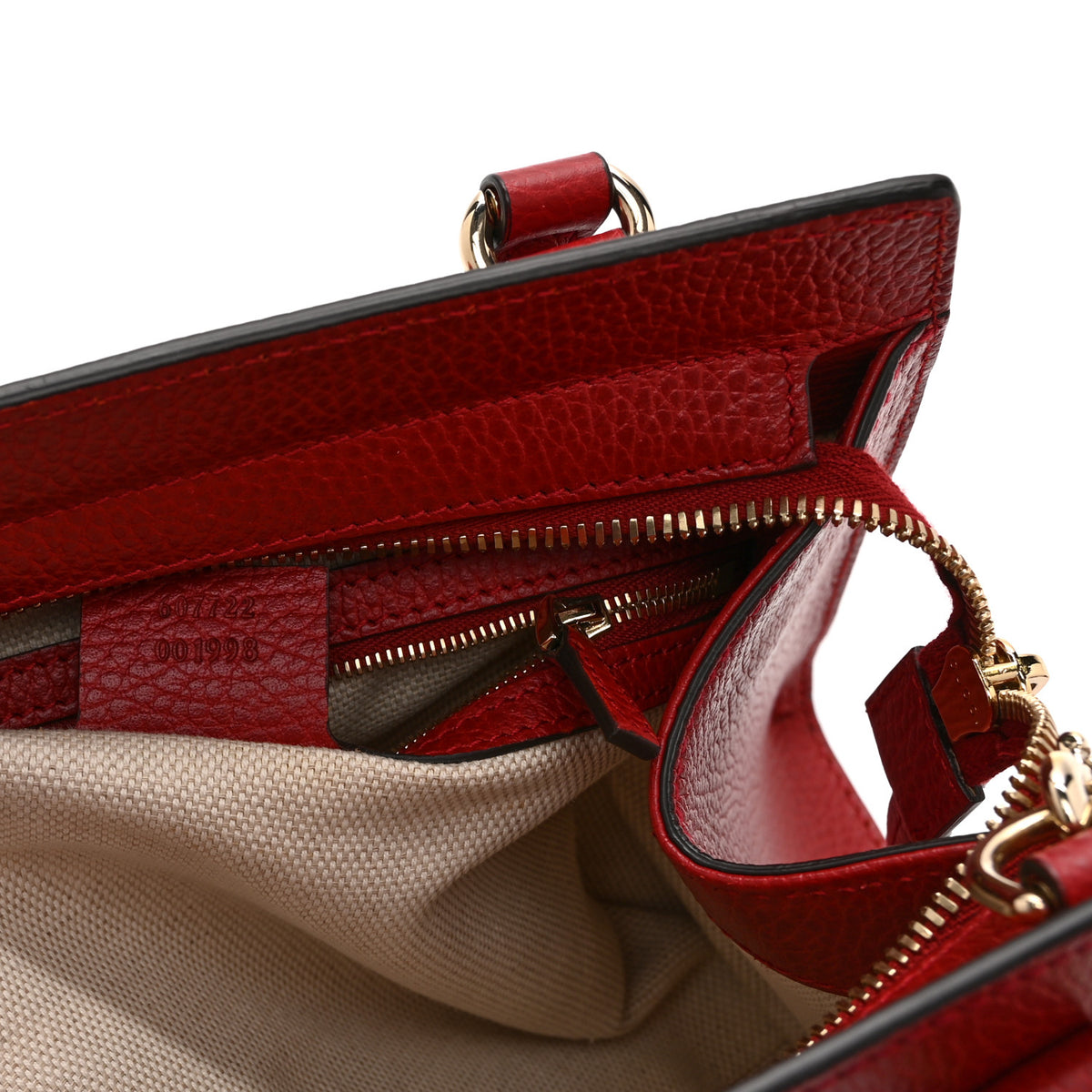 Dollar Calfskin Medium Soho Top Handle Satchel Hibiscus Red