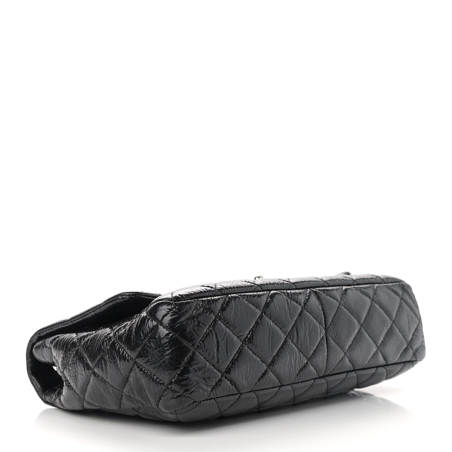 Chanel Crinkled Patent Quilted Jumbo Single Flap Black 4 of 12