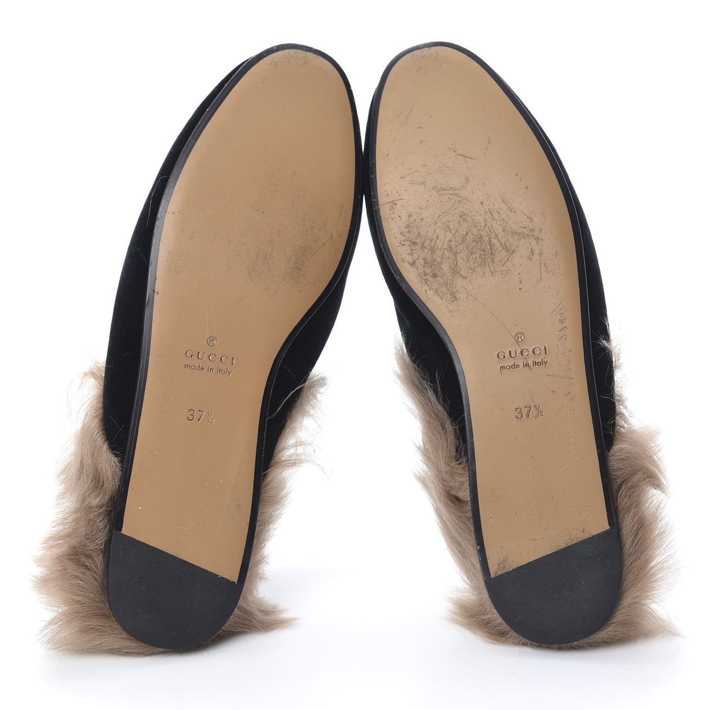 Velvet Fur Womens Princetown Slippers 37.5 Black