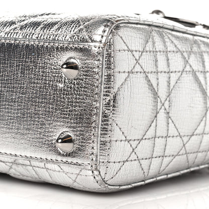Christian Dior Metallic Grained Calfskin Cannage Small Lucky Badges My Lady Dior Silver 10 of 11