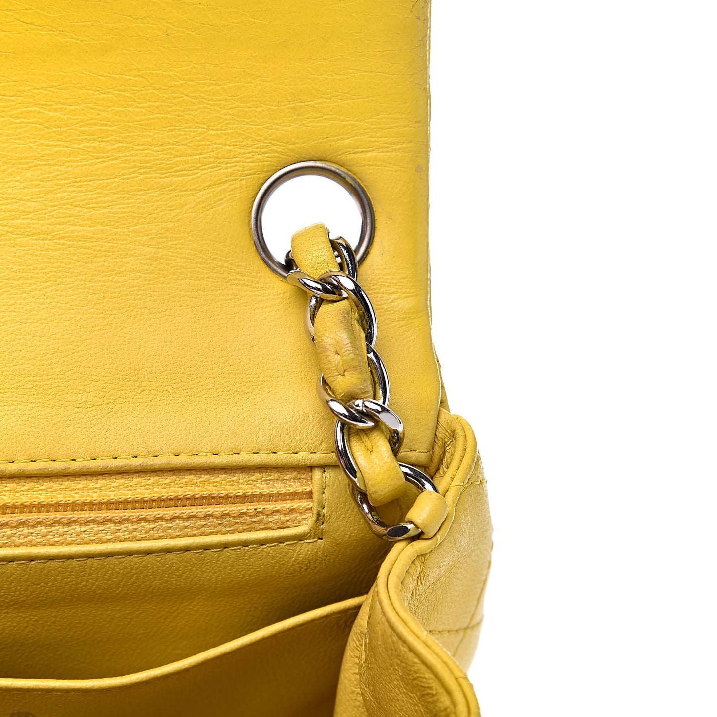 Lambskin Quilted Mini Square Flap Yellow