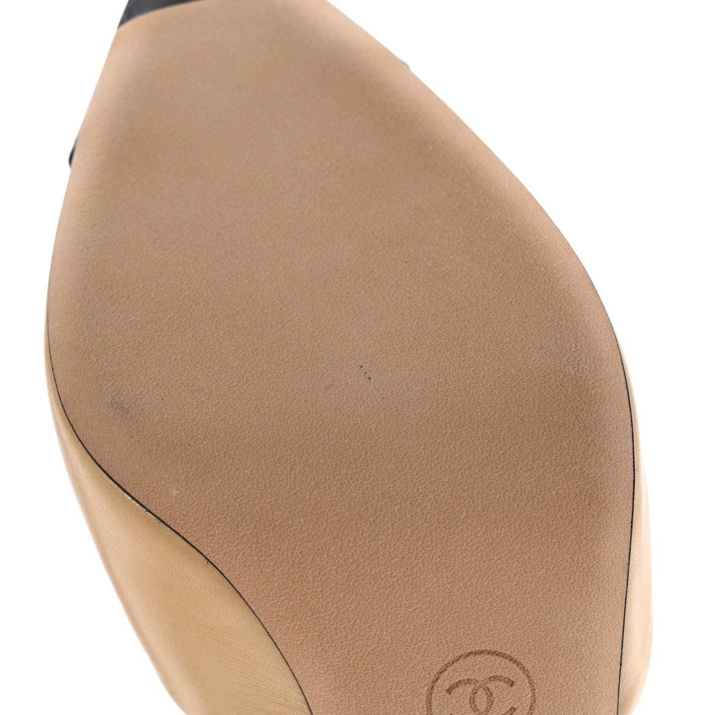 Goatskin Grosgrain Cap Toe Pearl Mule 36 Beige Black