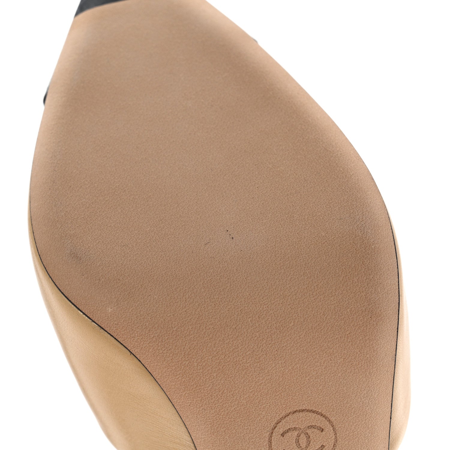 Chanel Goatskin Grosgrain Cap Toe Pearl Mule 36 Beige Black 12 of 13
