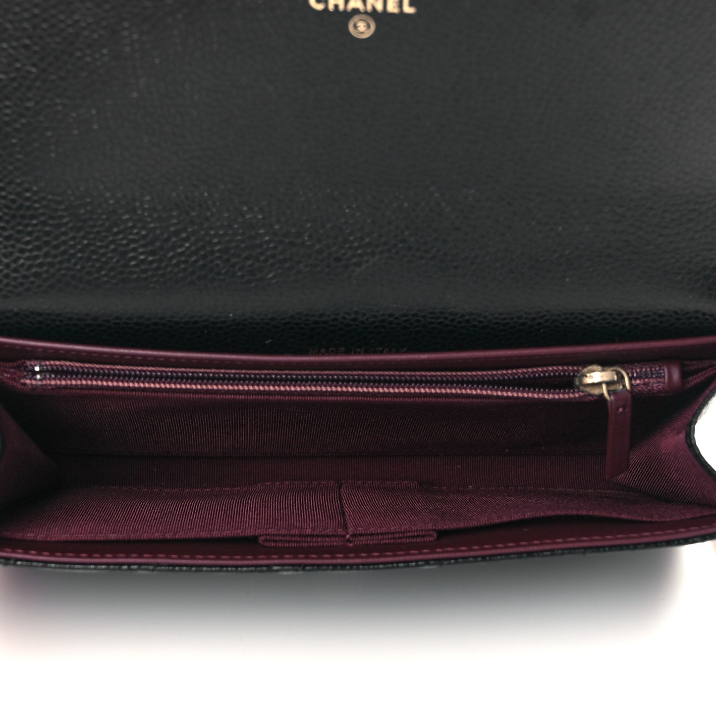 Caviar Quilted Wallet on Removable Chain Black