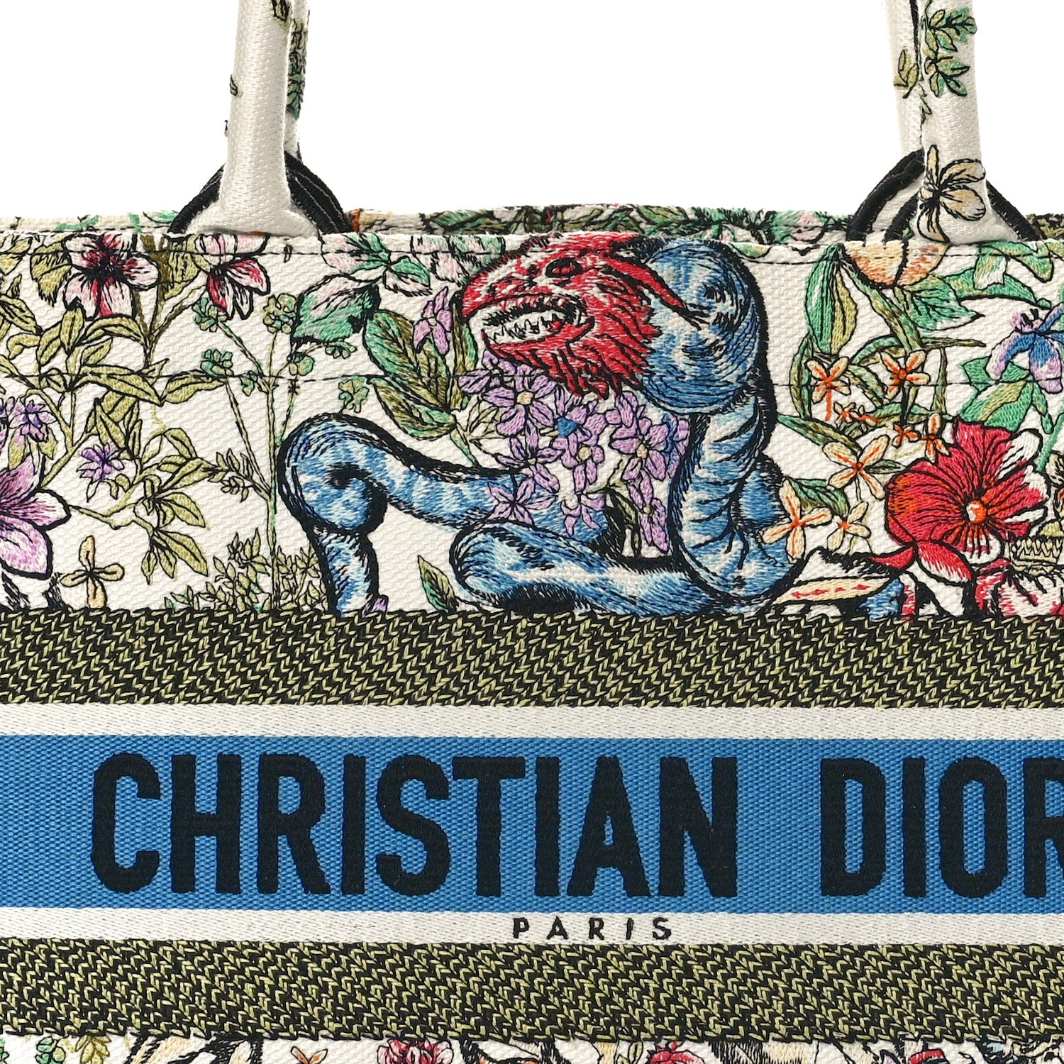 Christian Dior Canvas Embroidered Medium D-Constellation Book Tote Latte Multicolor 8 of 14