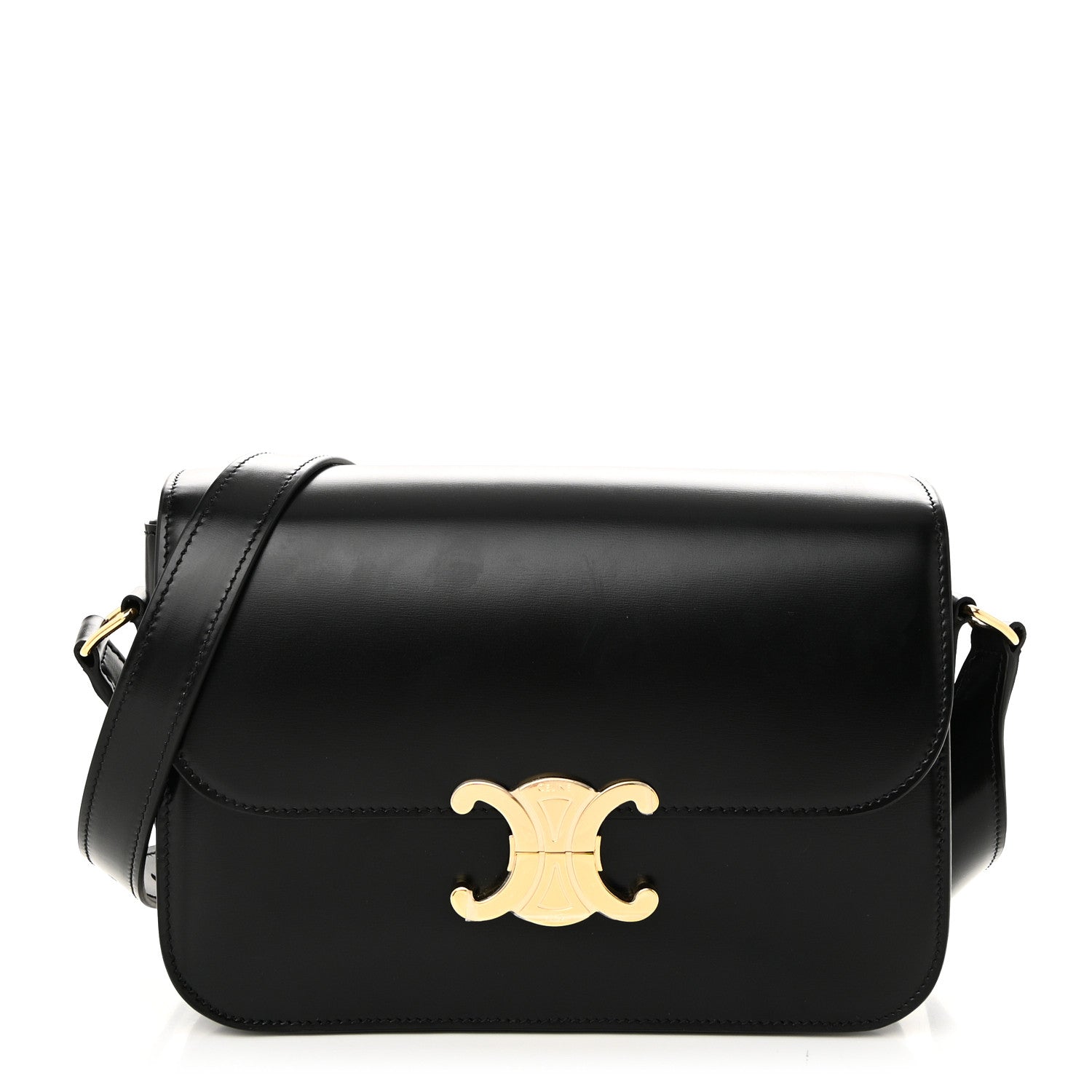 Celine Shiny Calfskin Medium Triomphe Black 1 of 10