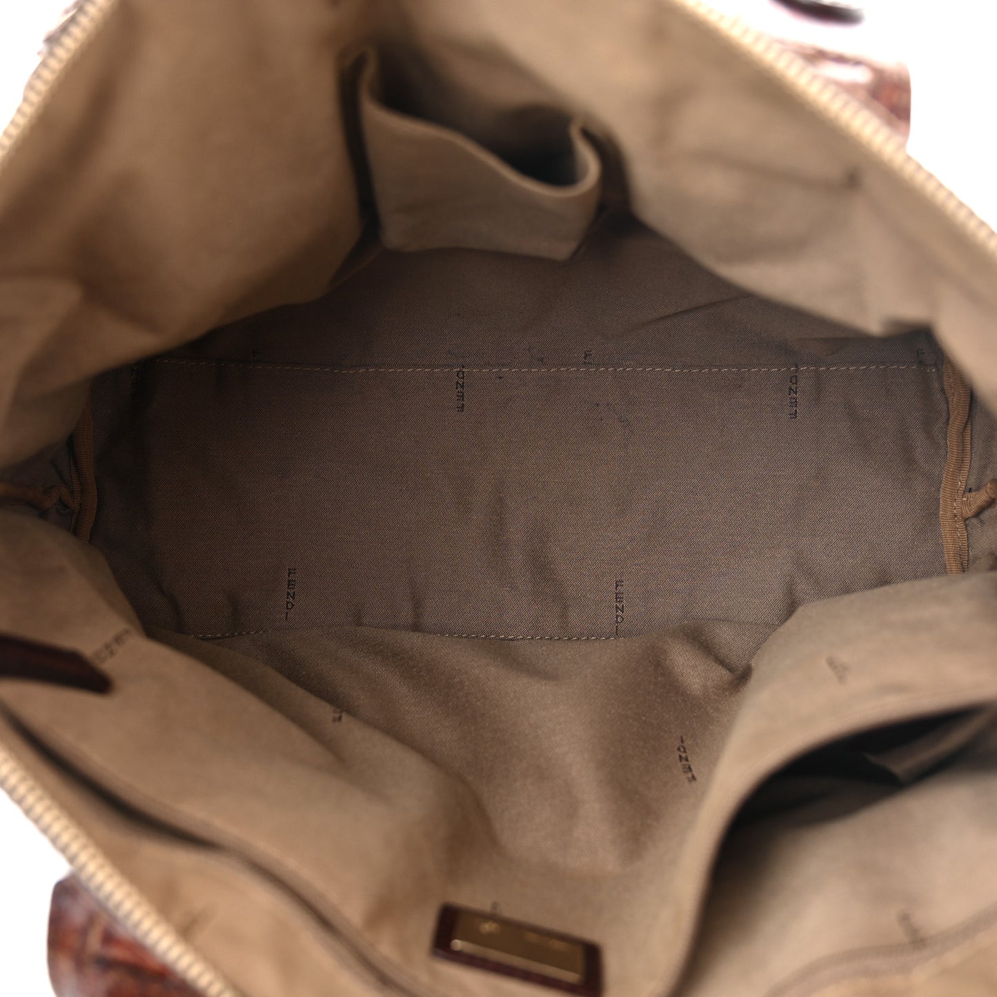 Zucchino Vitello Shopping Zip Tote Mogano Panna Bruciato