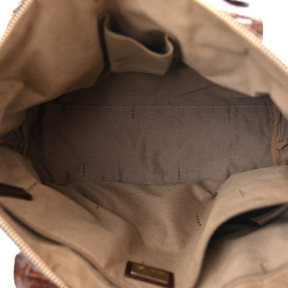 Fendi Zucchino Vitello Shopping Zip Tote Mogano Panna Bruciato 5 of 15