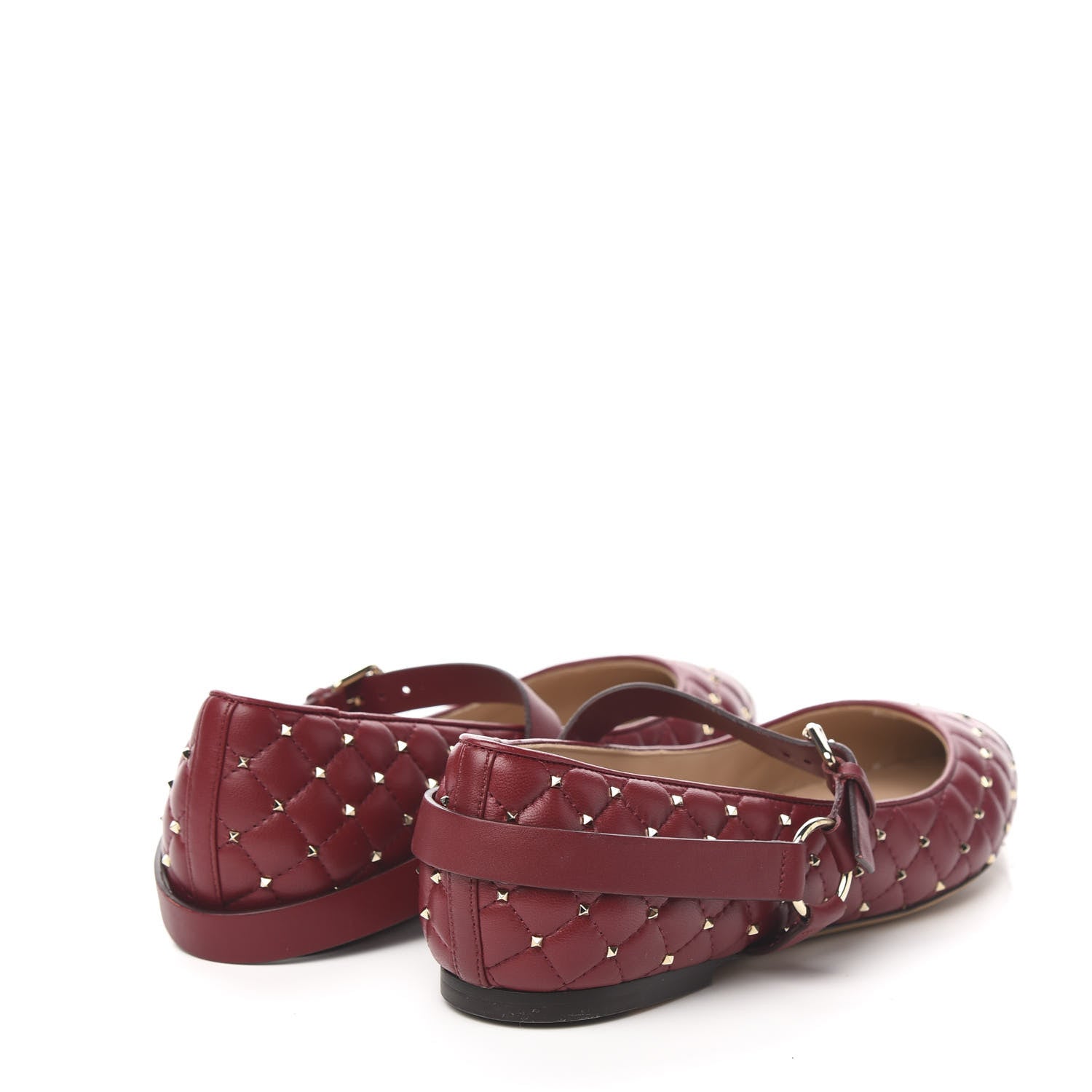 Valentino Garavani Lambskin Rockstud Spike Captoe Ballerina Flats 38 Rubin Gold 4 of 9