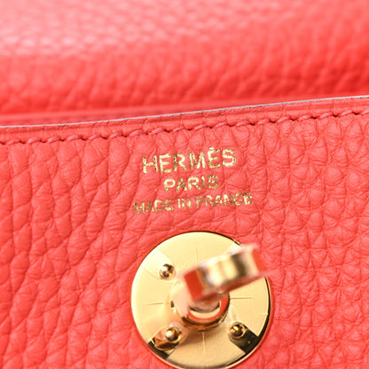 Hermes Taurillon Clemence Mini Lindy 20 Rose Texas 6 of 10