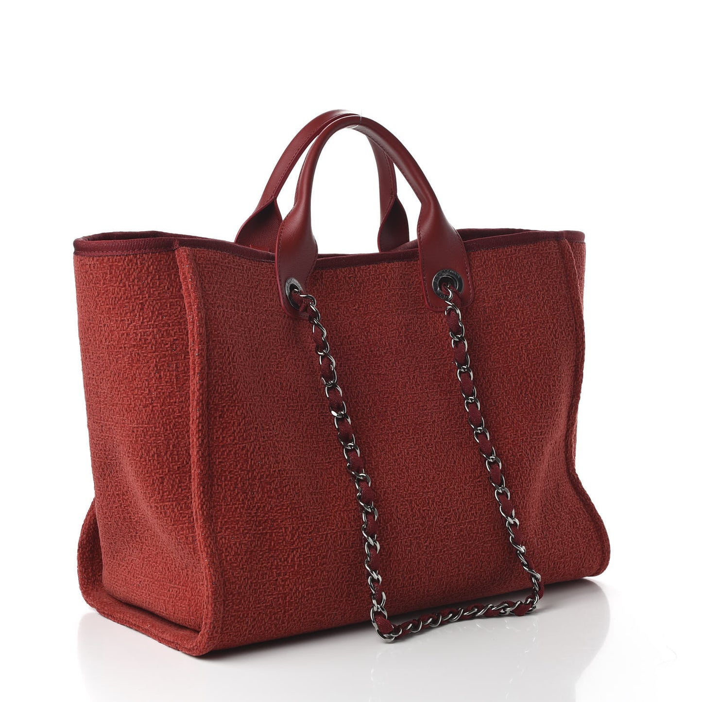 Lurex Boucle Medium Deauville Tote Red