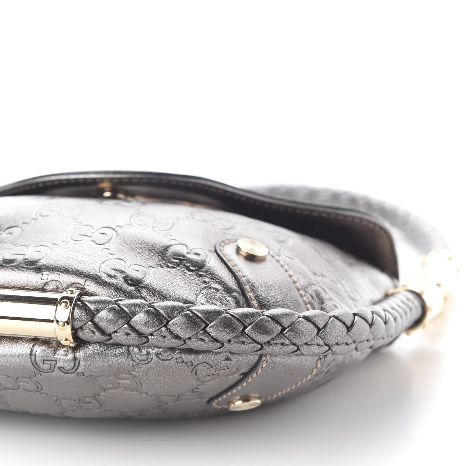 Gucci Guccissima Small Britt Tassel Shoulder Bag Silver 8 of 9