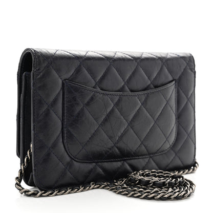 Chanel Aged Calfskin Quilted Reissue Wallet On Chain WOC Navy 3 of 11