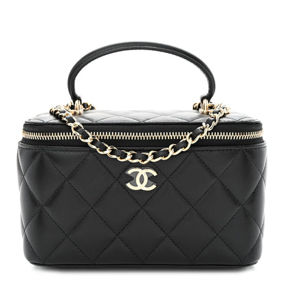 Chanel Lambskin Quilted Small Top Handle Vanity Case With Chain Black 1 of 11