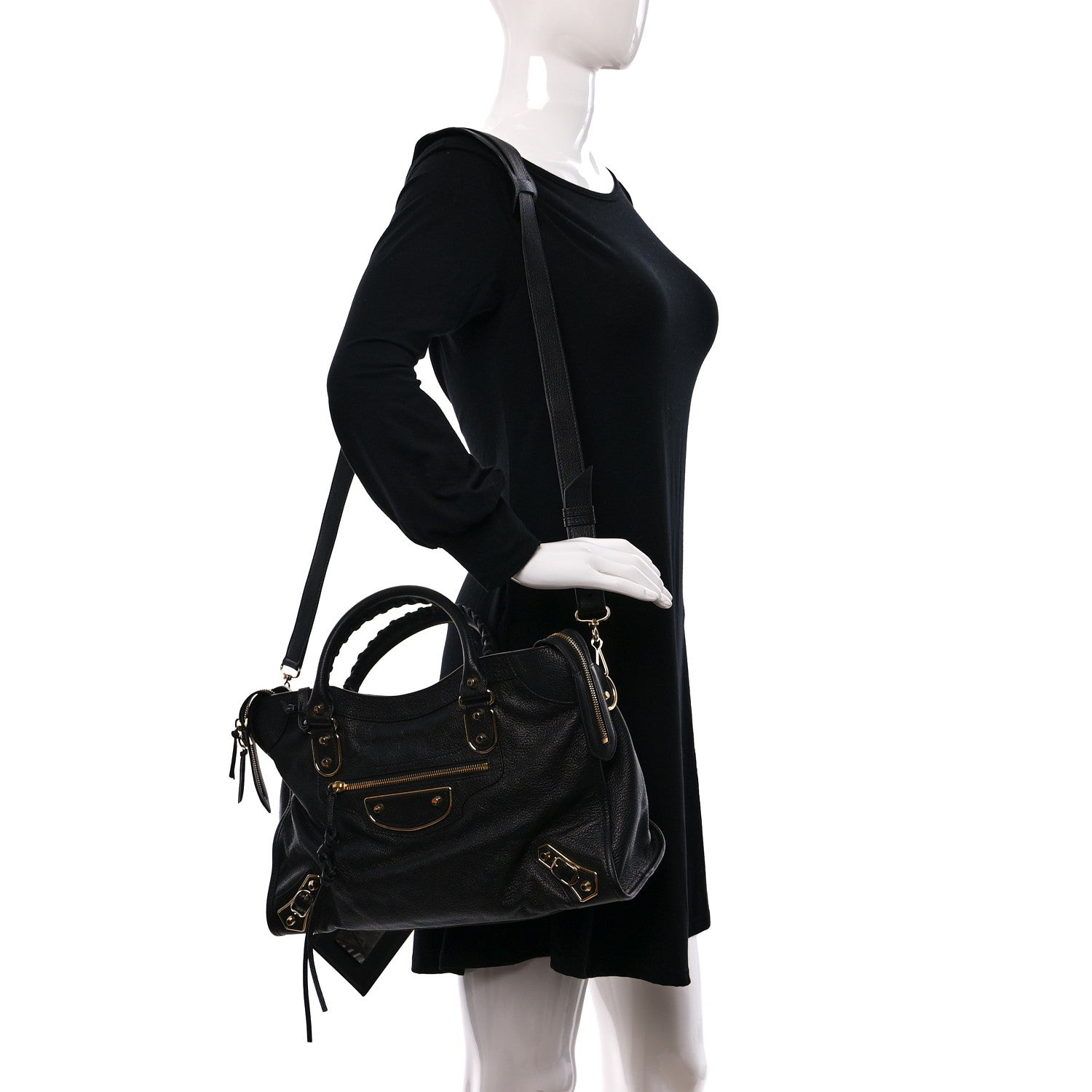 Balenciaga Chevre Gold Metallic Edge Hardware City Black 2 of 8