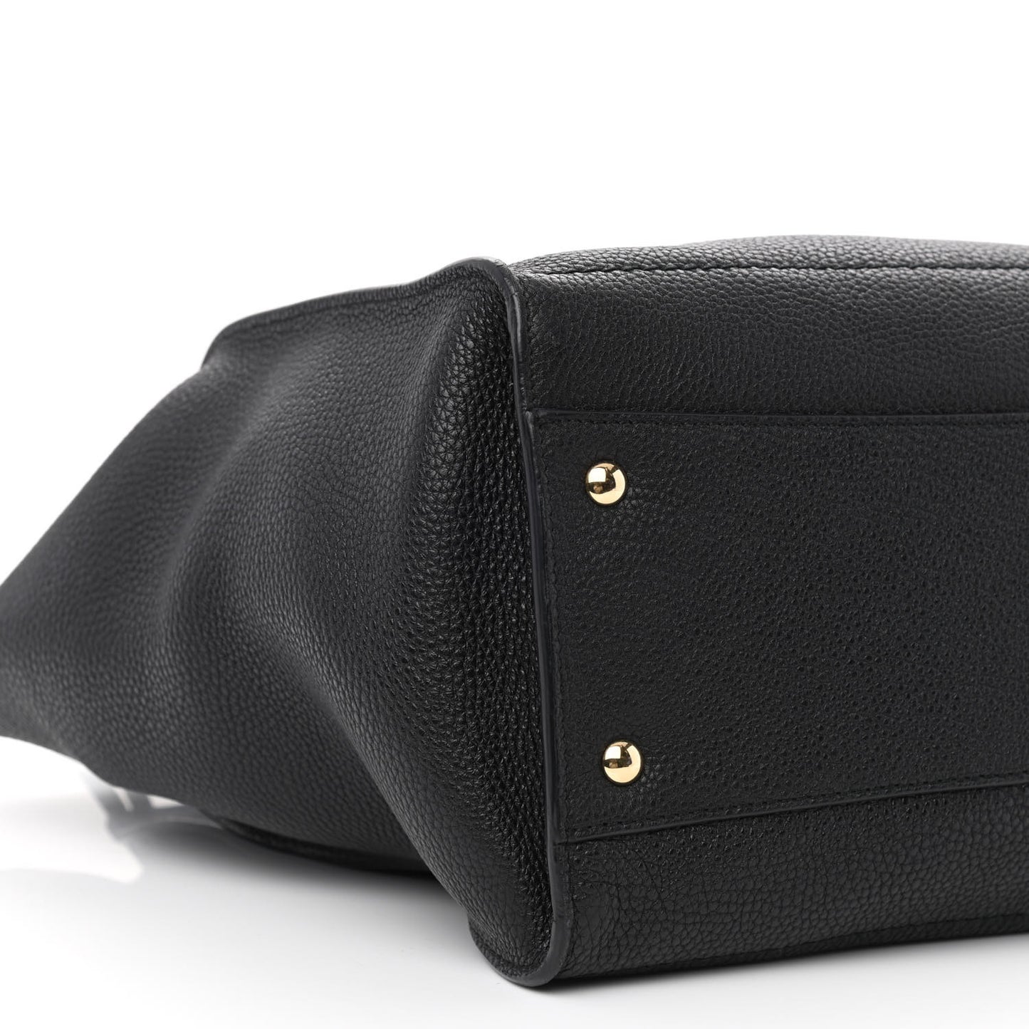 Hammered Calfskin Double Handle Large Amy Tote Black