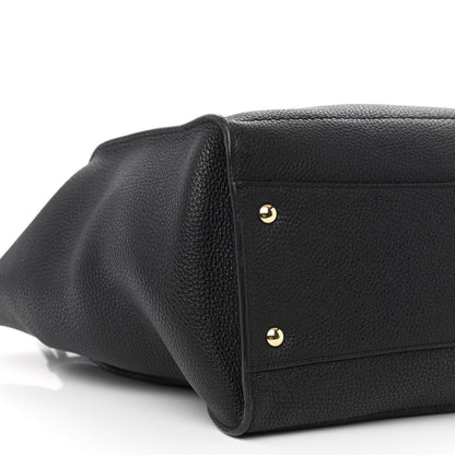 Salvatore Ferragamo Hammered Calfskin Double Handle Large Amy Tote Black 9 of 9