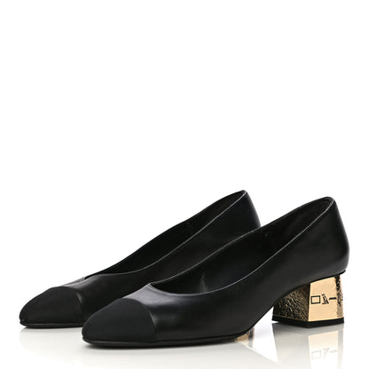 Chanel Lambskin Grosgrain Cap Toe Egyptian Amulet CC Pumps 40.5 Black 5 of 21