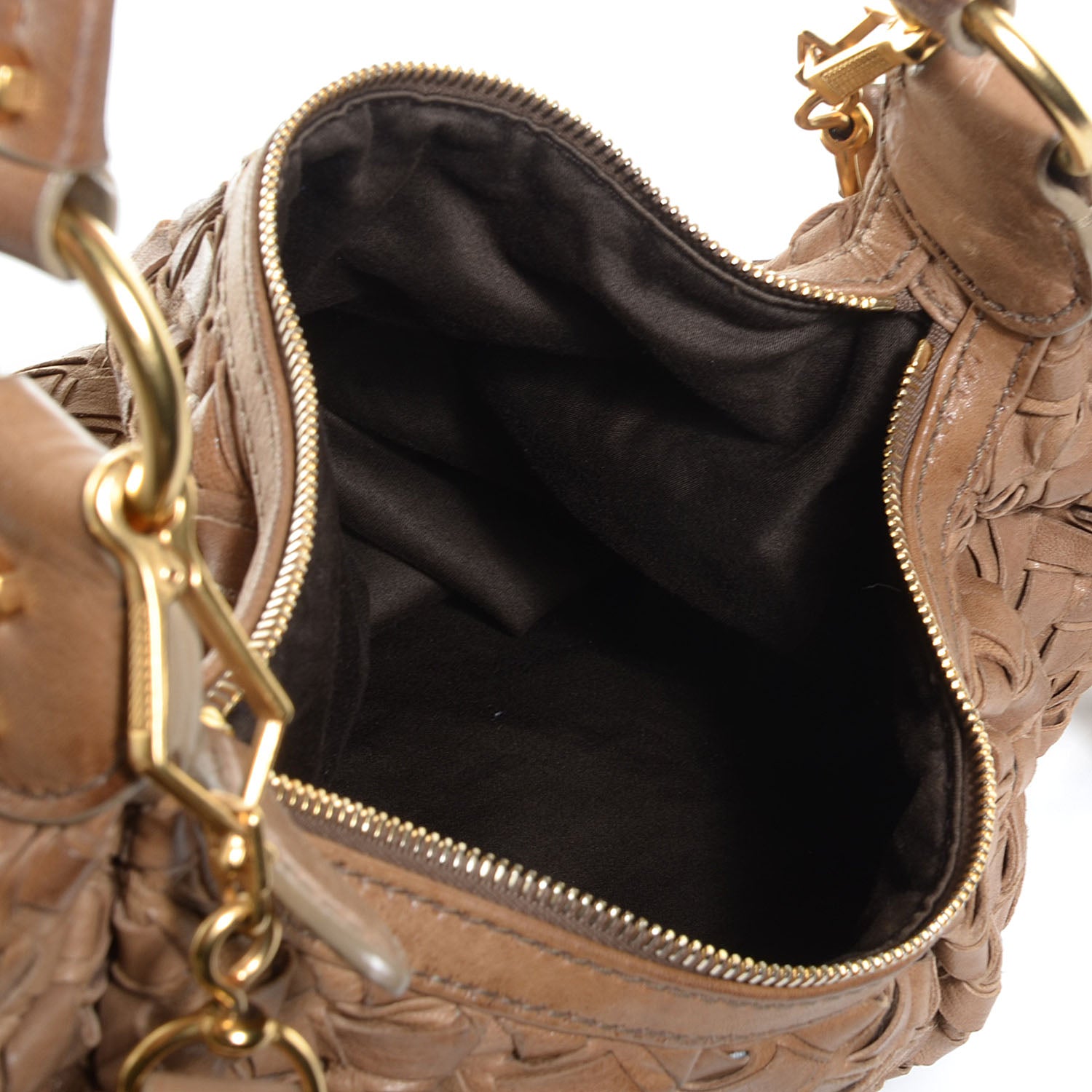 Miu Miu Woven Leather Fringe Hobo 8 of 10