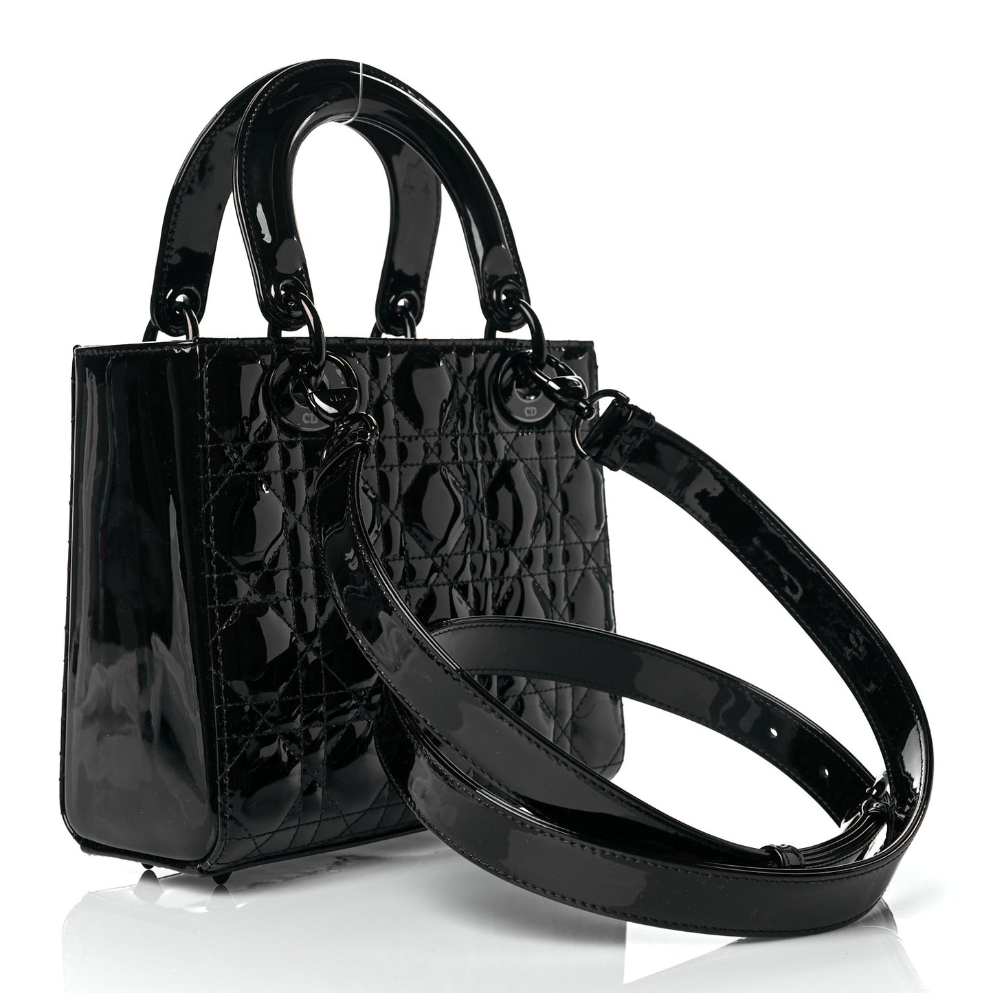 Patent Cannage Small Lady Dior Black