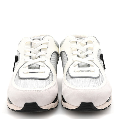Chanel Calfskin Fabric Womens CC Sneakers 40 White Silver Light Grey 6 of 20