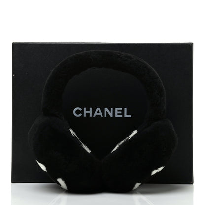 Chanel Shearling CC Ear Muffs Black White 6 of 6
