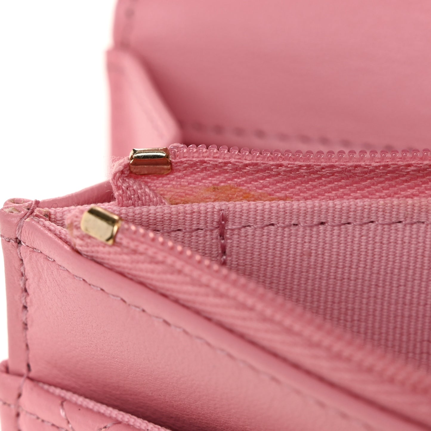 Lambskin Quilted Pick Me Up Wallet On Chain WOC Light Pink