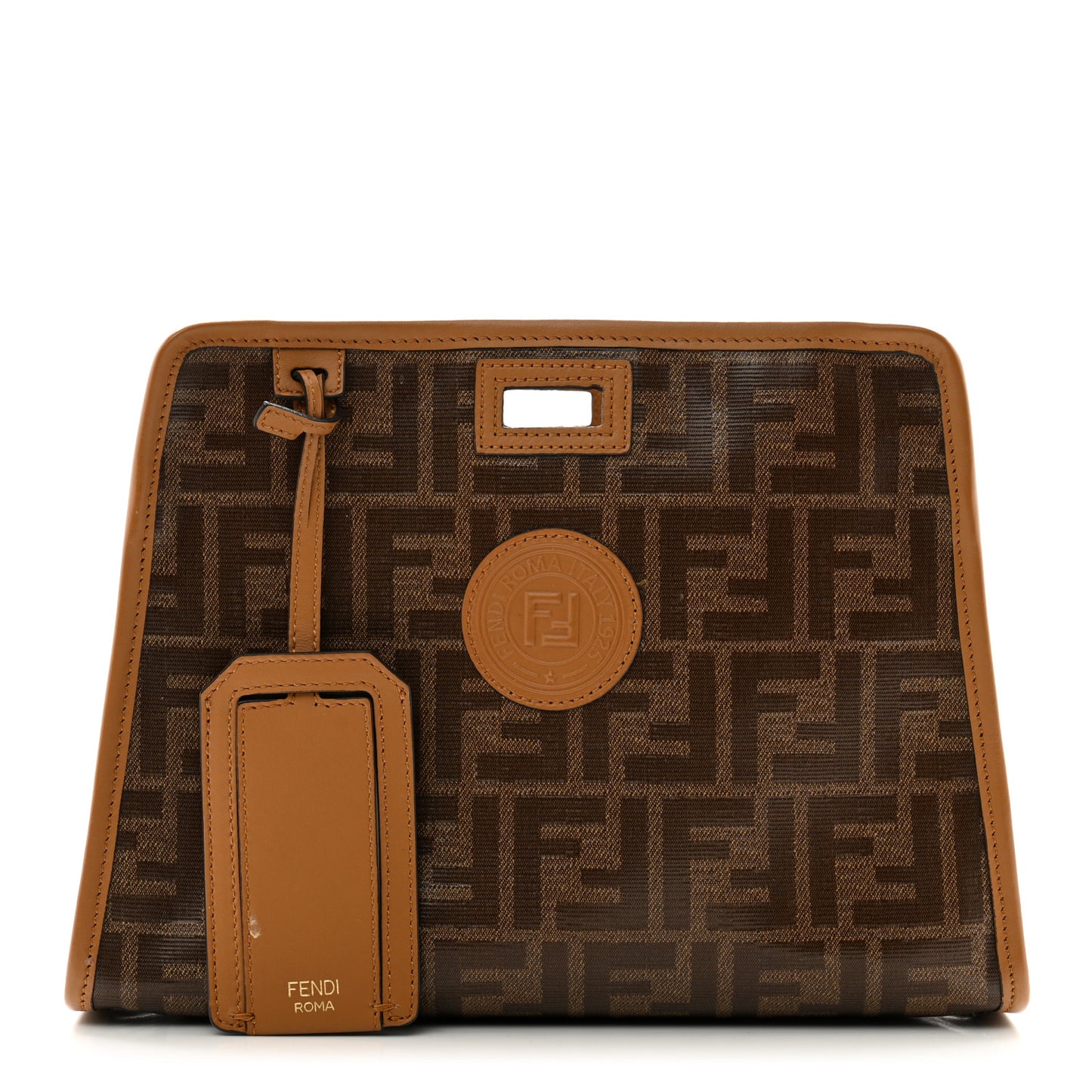 Glazed Fabric Vitello Century FF 1974 Stamp Patch Mini Peekaboo Defender Cover Mogano Panna Caramello