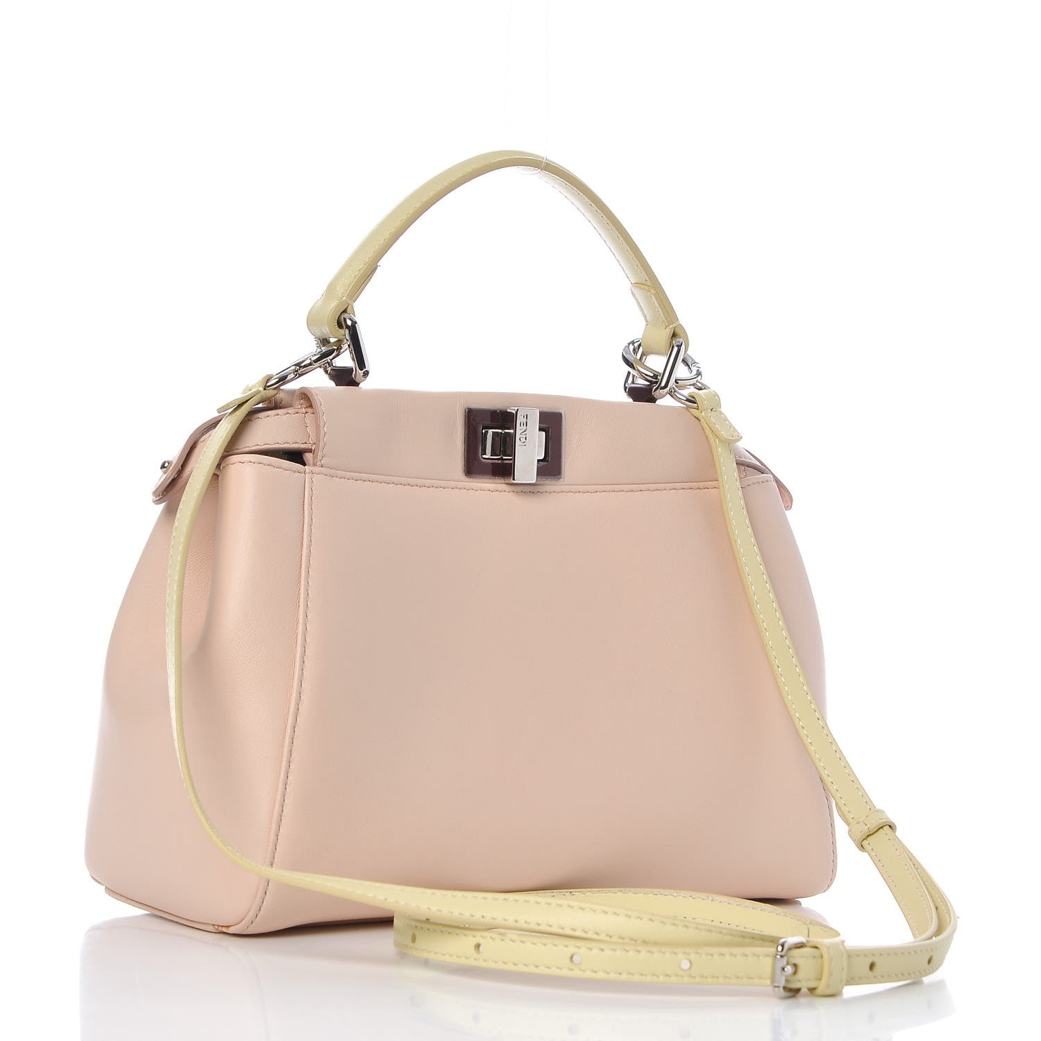 Fendi Nappa Colorblock Mini Peekaboo Iconic Satchel Plaster Banana Grigio Polvere 3 of 9