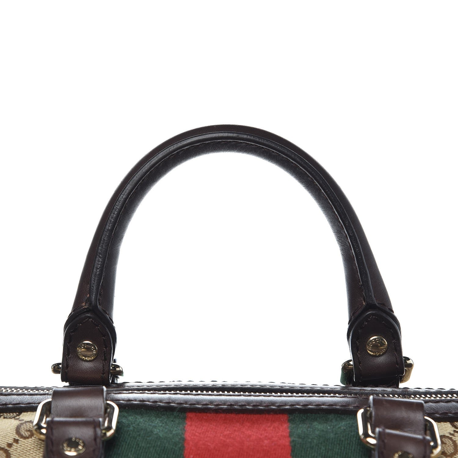 Gucci Monogram Vintage Web Medium Boston Dark Brown 13 of 14