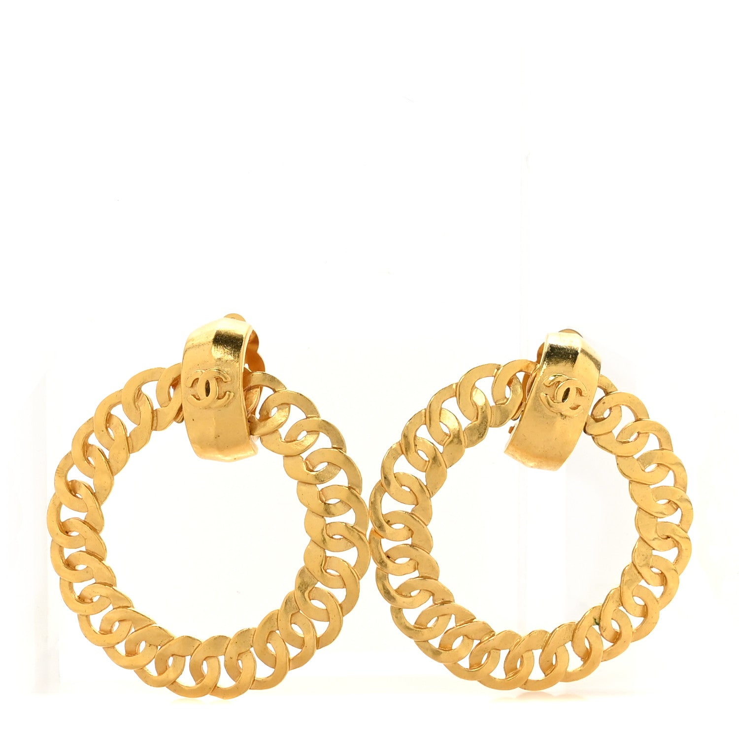 Chanel Metal CC Hoop Clip On Earrings Gold 1 of 5