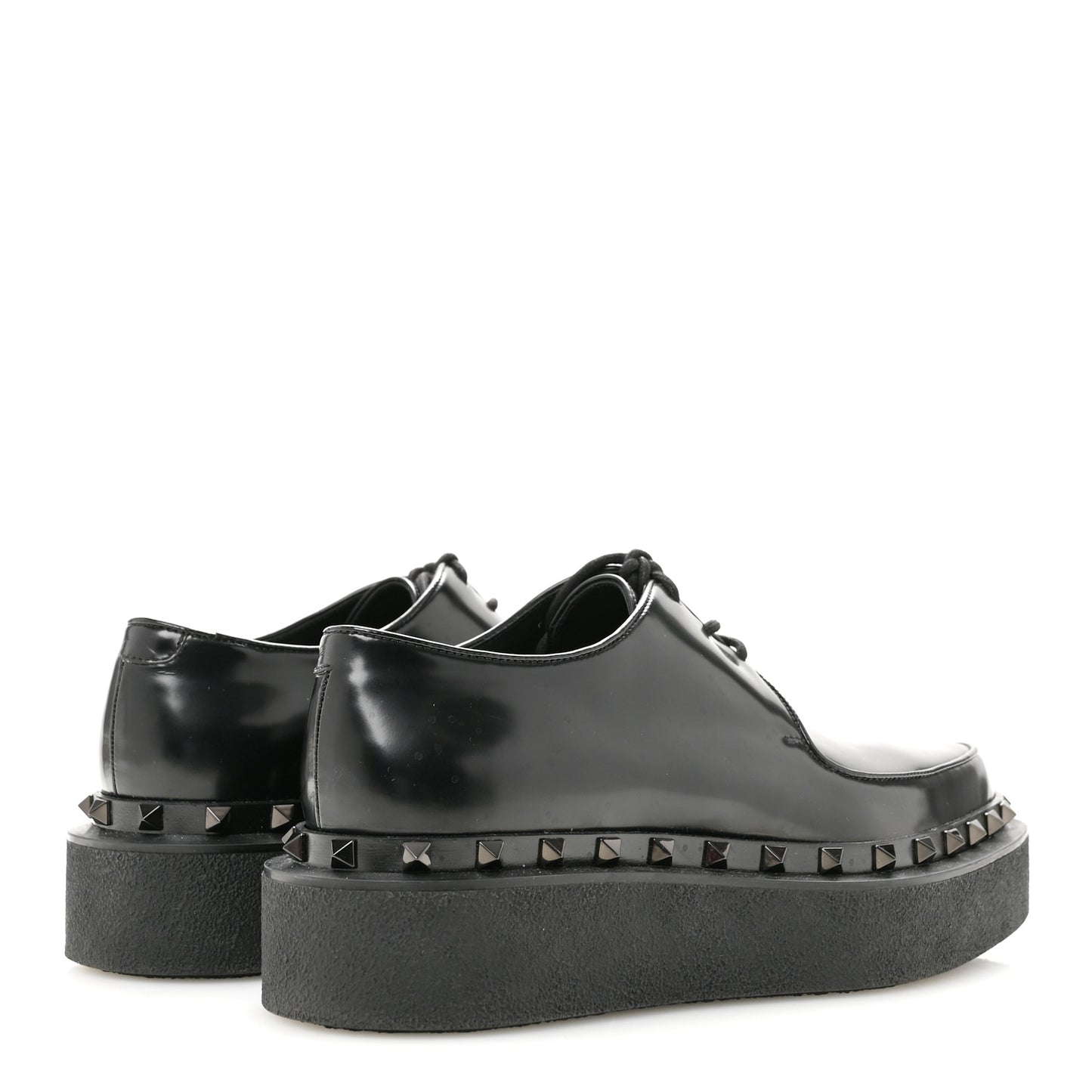 Calfskin Rockstud Womens M-Way Derby Loafers 39.5 Black