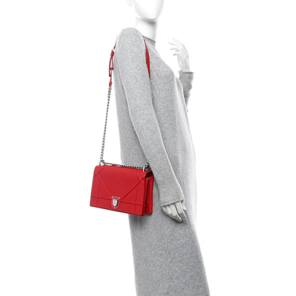 Christian Dior Grained Calfskin Medium Diorama Flap Bag Red 2 of 10