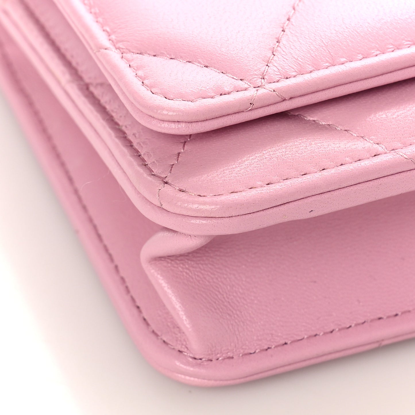 Lambskin Quilted Chanel 19 Wallet On Chain WOC Dark Pink