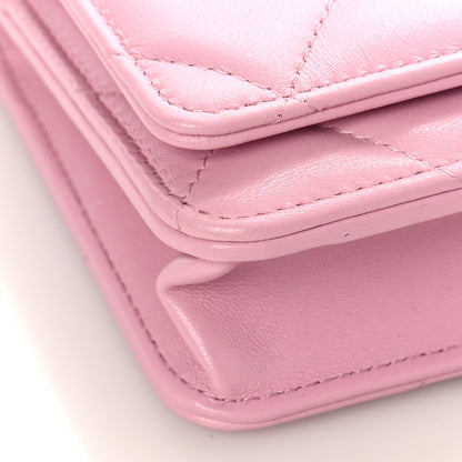 Chanel Lambskin Quilted Chanel 19 Wallet On Chain WOC Dark Pink 8 of 11