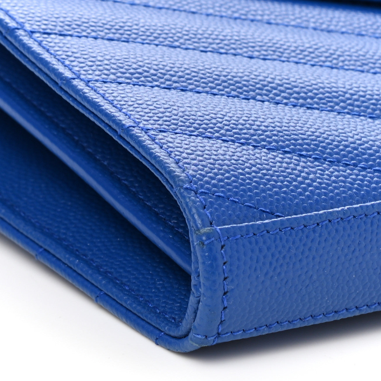 Grain De Poudre Matelasse Chevron Monogram Chain Wallet Blue Majorelle