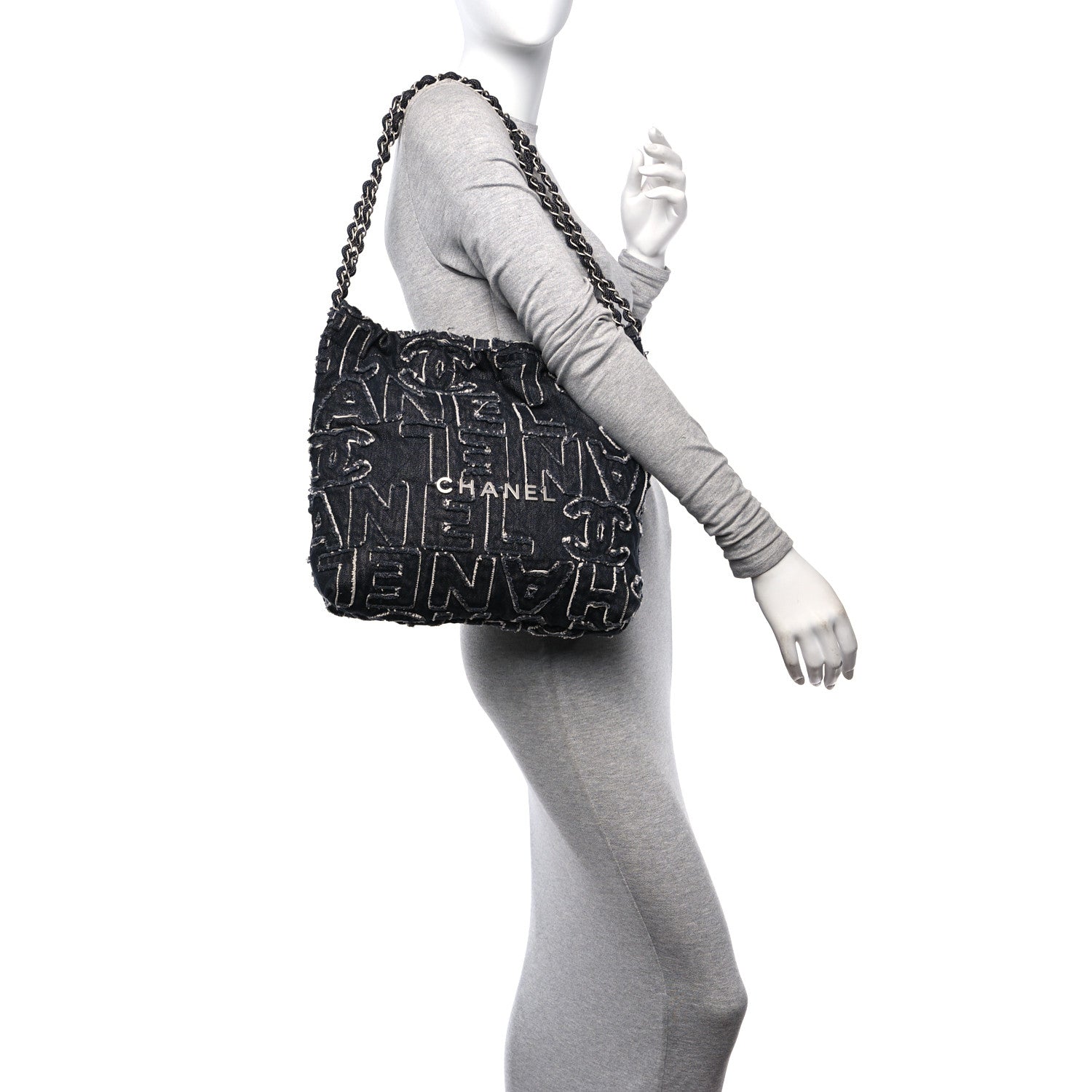 Chanel Denim Patchwork Quilted Chanel 22 Black 3 of 11