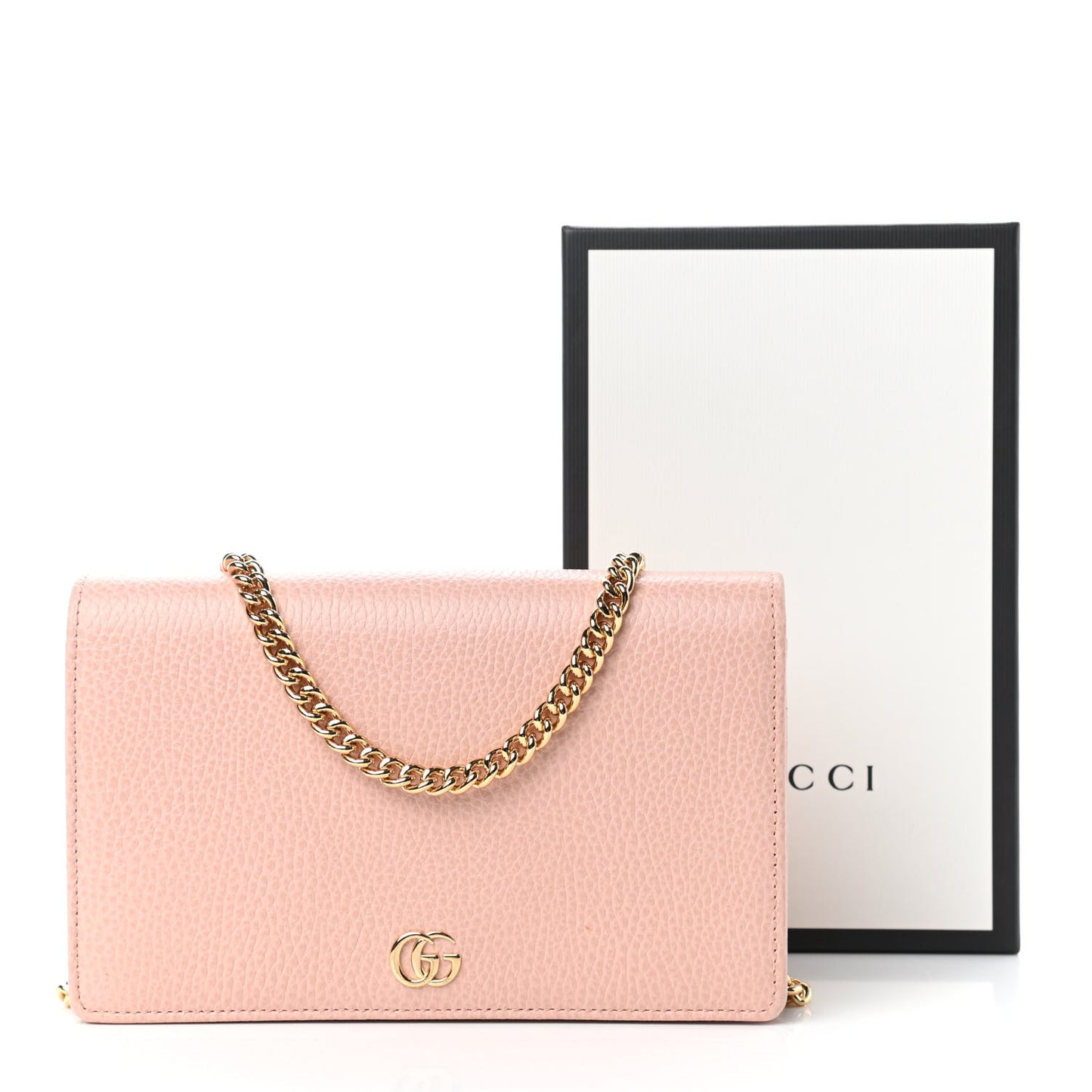 Dollar Calfskin Mini GG Marmont Chain Wallet Perfect Pink