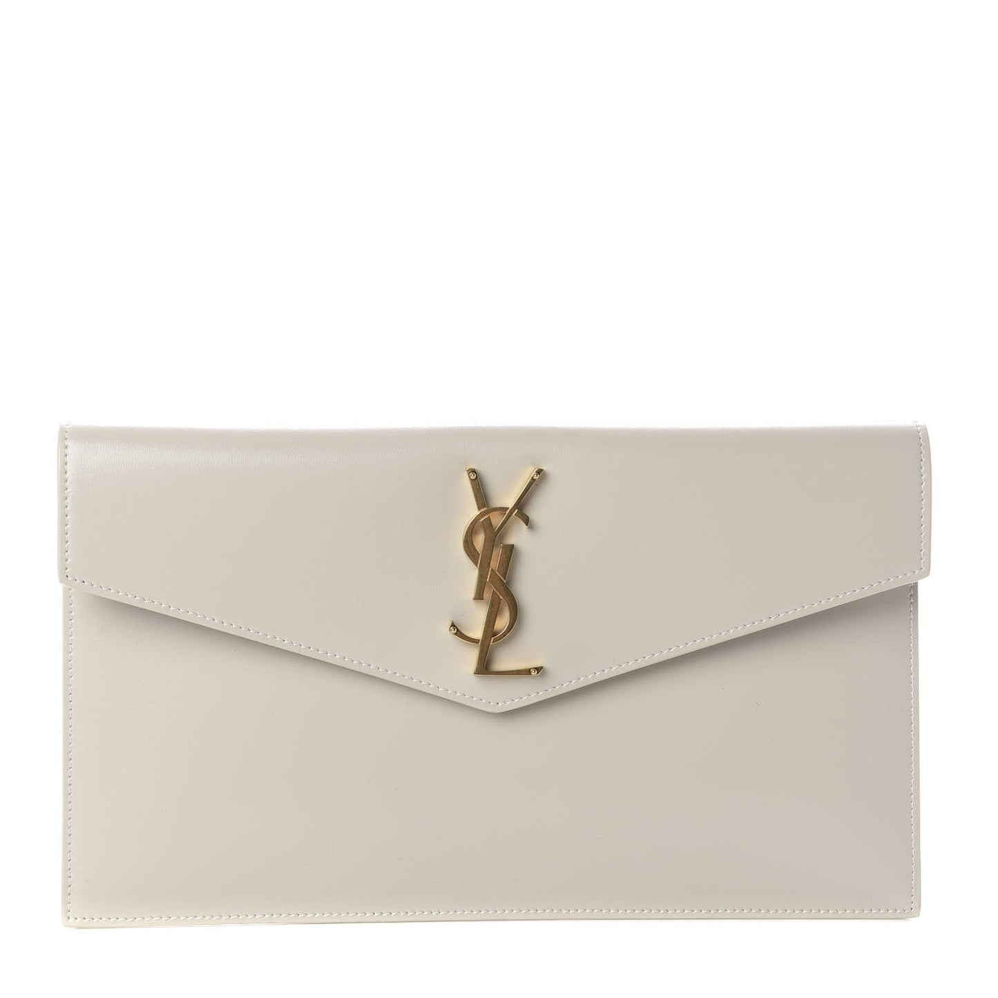 Smooth Shiny Calfskin Uptown Pouch Crema Soft