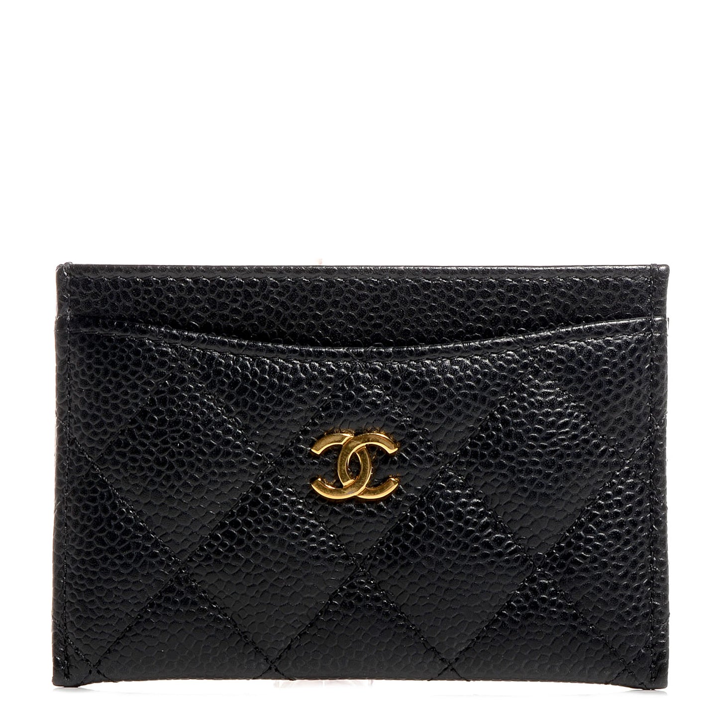 Caviar Quilted Card Holder Black