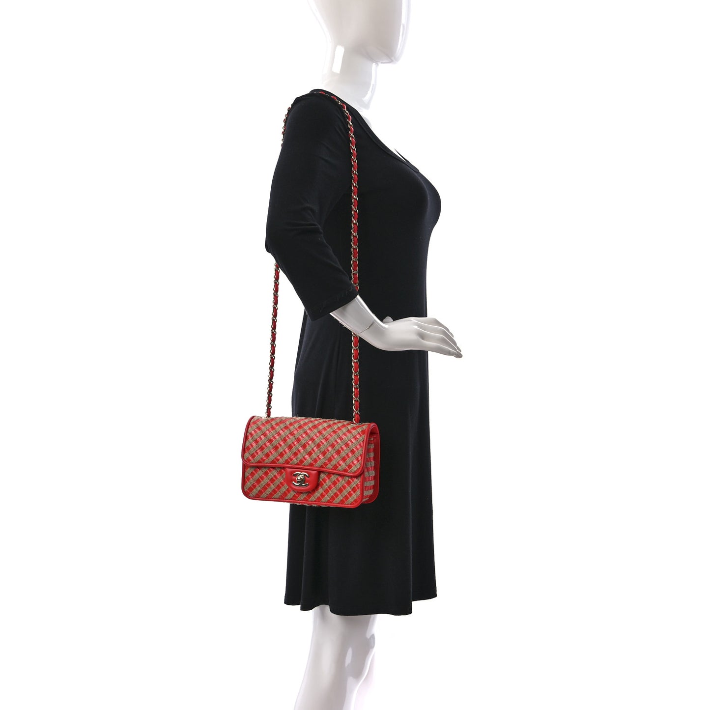 Raffia Jute Striped Small Urban Jungle Single Flap Red