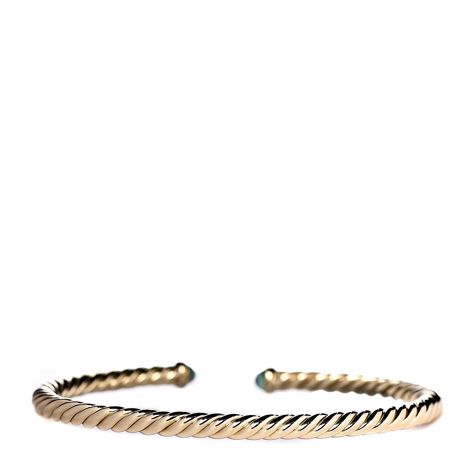 David Yurman 18K Yellow Gold Emerald 4mm Cablespira Bracelet 3 of 5