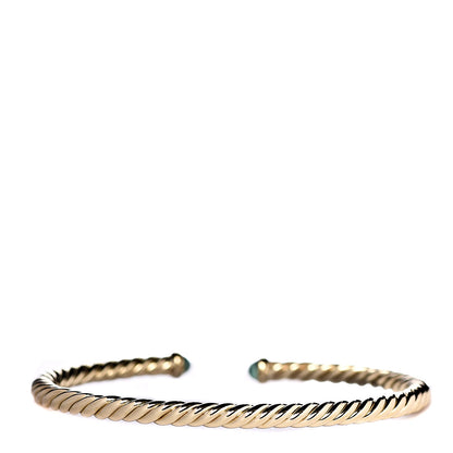 David Yurman 18K Yellow Gold Emerald 4mm Cablespira Bracelet 3 of 5