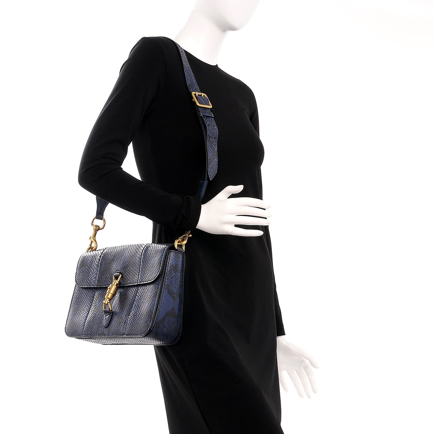 Soft Python Small Jackie Shoulder Bag Blue