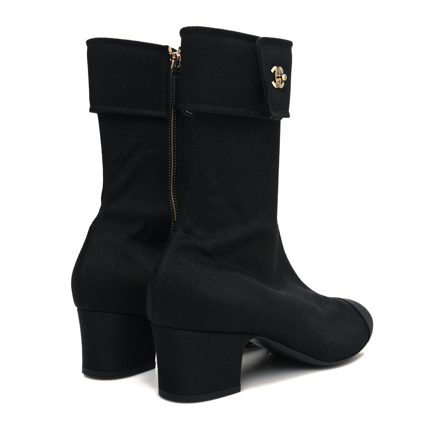 Chanel Crepe Satin CC Turnlock Ankle Boots 40.5 Black 4 of 7