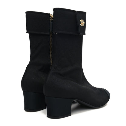 Chanel Crepe Satin CC Turnlock Ankle Boots 40.5 Black 4 of 7