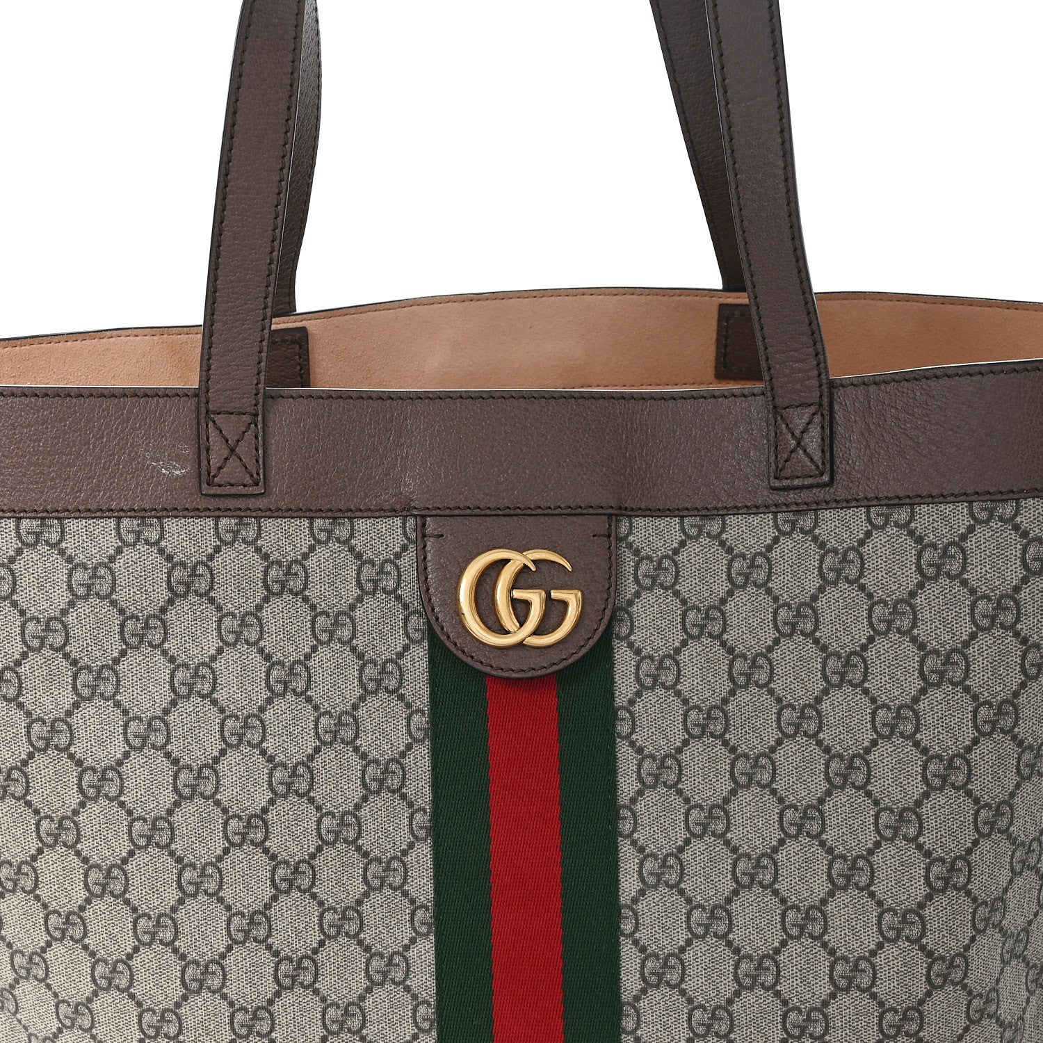 Gucci GG Supreme Monogram Web Ophidia Tote Brown 9 of 11
