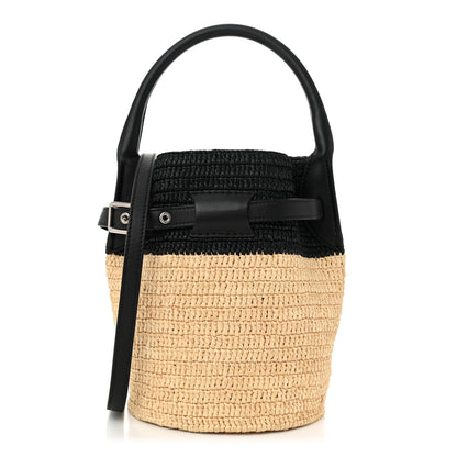 Celine Raffia Calfskin Nano Big Bag Bucket Black Natural 1 of 10